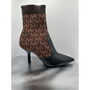Michael Kors Shiloh Logo Stretch Knit and Leather Sock Boot SIZE 9.5